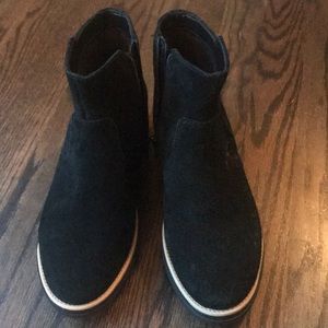 Suede booties wedge heel